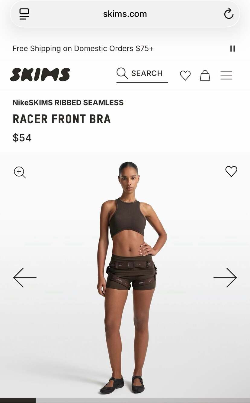 Nike x SKIMS Ribbed Seamless Racer Front Bra in Phoenix/Truffle - Picture 5 of 8